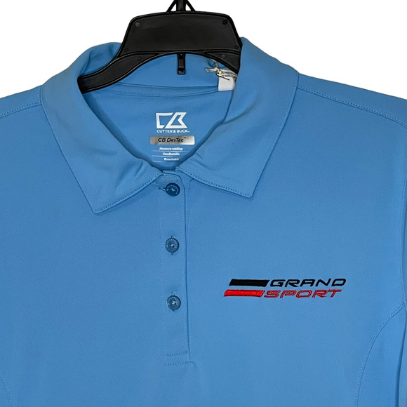 Cutter & Buck Polo Shirt Size Large Blue Grand‎ Sport Logo DryTec Womens SS - Picture 2 of 6